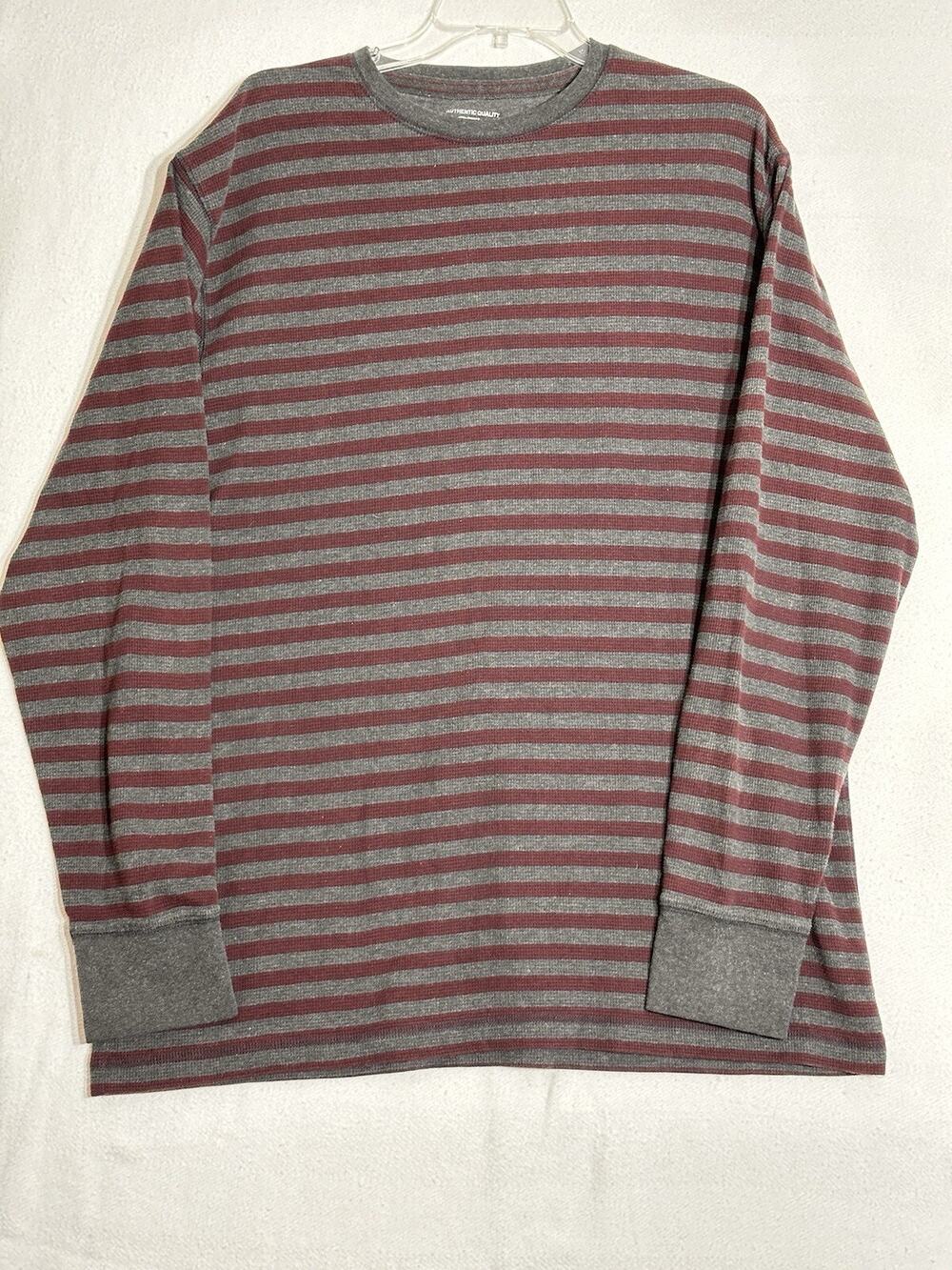 Cactus Waffle Knit Thermal Shirt Men's XXL Long Sleeve Burgundy Gray Crew Neck